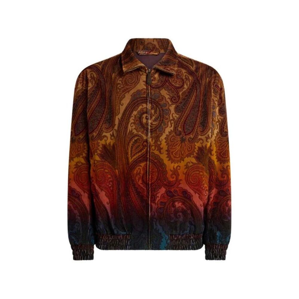 Etro Men Cotton Corduroy Jacket With Paisley Print
